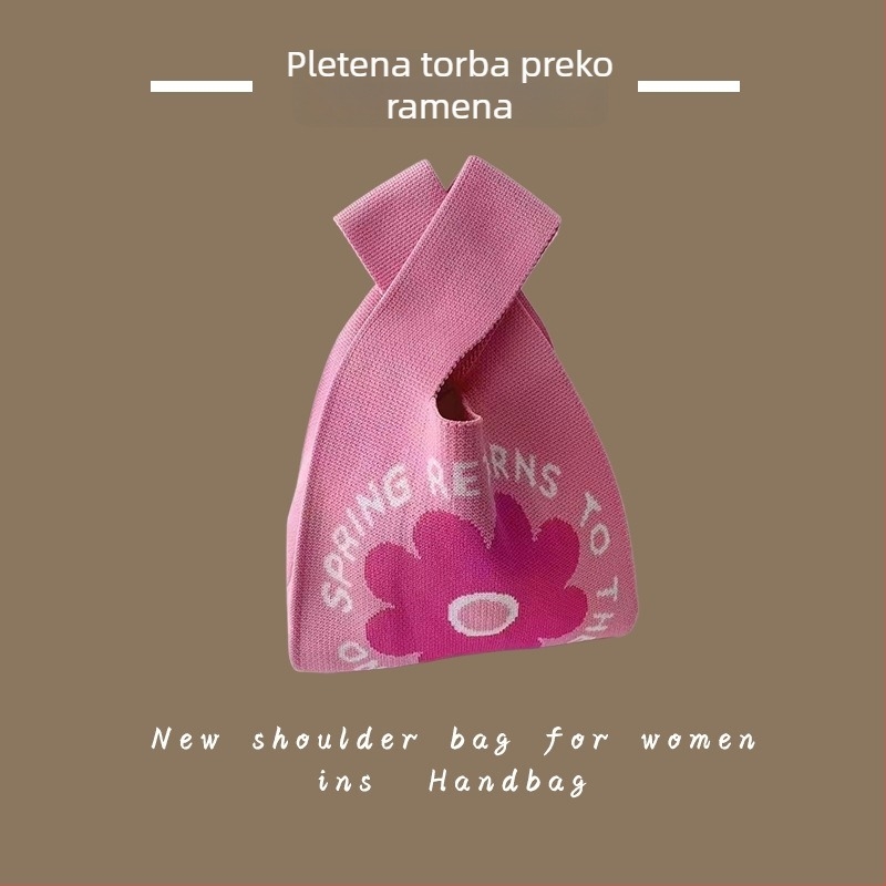 Ženska pletena torba Tote - poliester tkanina, torba za ruku i na zglob