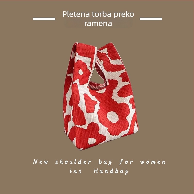 Ženska pletena torba Tote - poliester tkanina, torba za ruku i na zglob