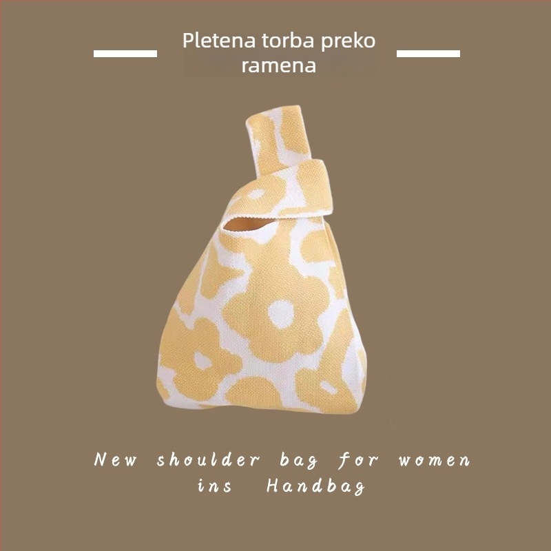 Ženska pletena torba Tote - poliester tkanina, torba za ruku i na zglob