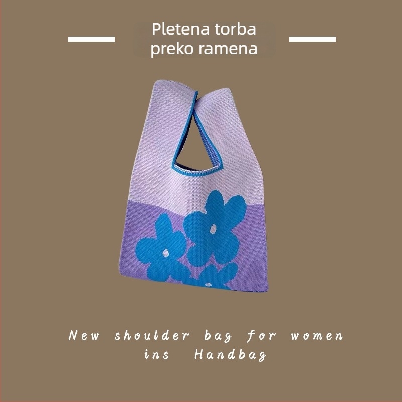 Ženska pletena torba Tote - poliester tkanina, torba za ruku i na zglob