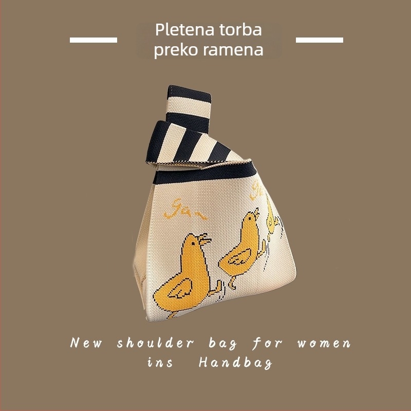 Ženska pletena torba Tote - poliester tkanina, torba za ruku i na zglob