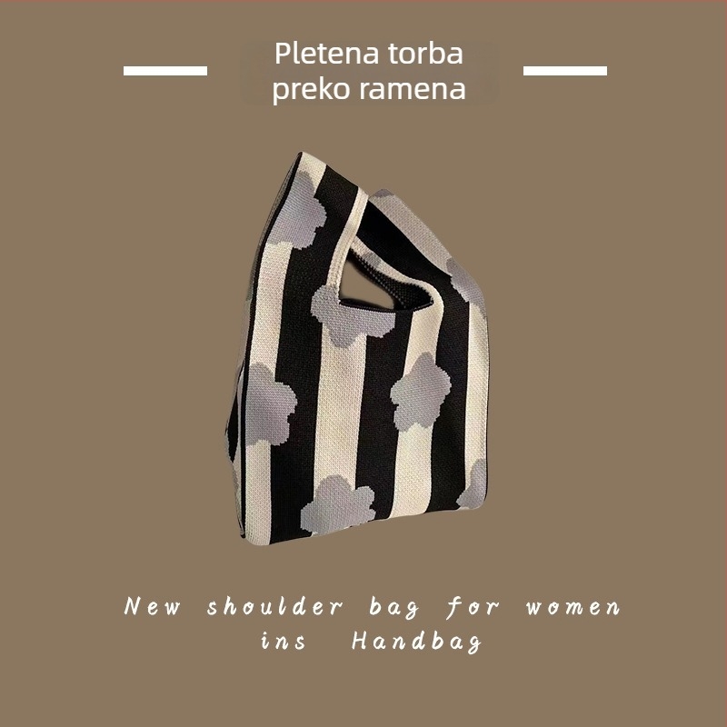 Ženska pletena torba Tote - poliester tkanina, torba za ruku i na zglob