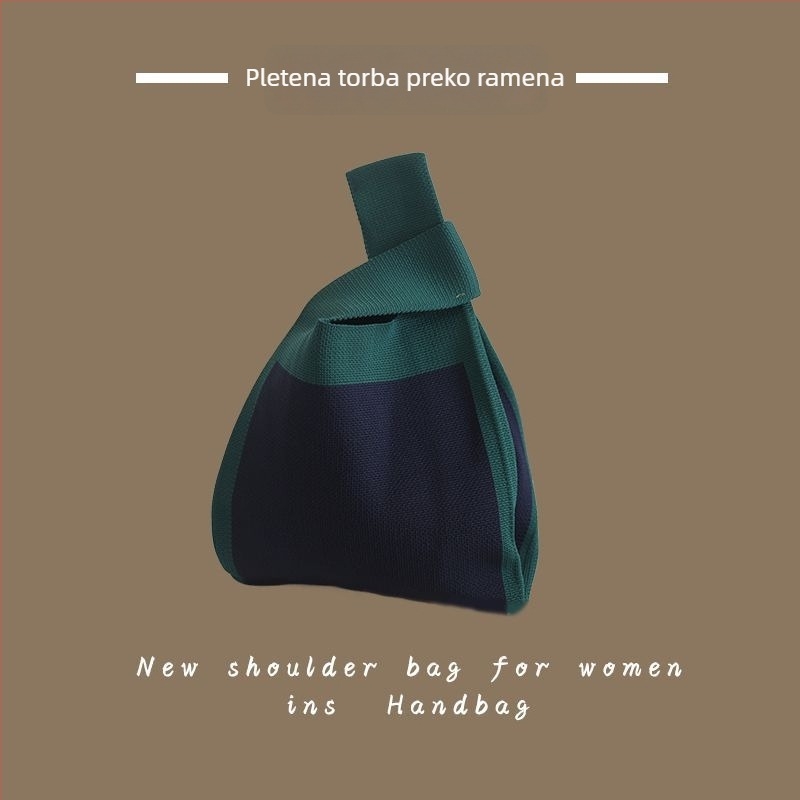 Ženska pletena torba Tote - poliester tkanina, torba za ruku i na zglob