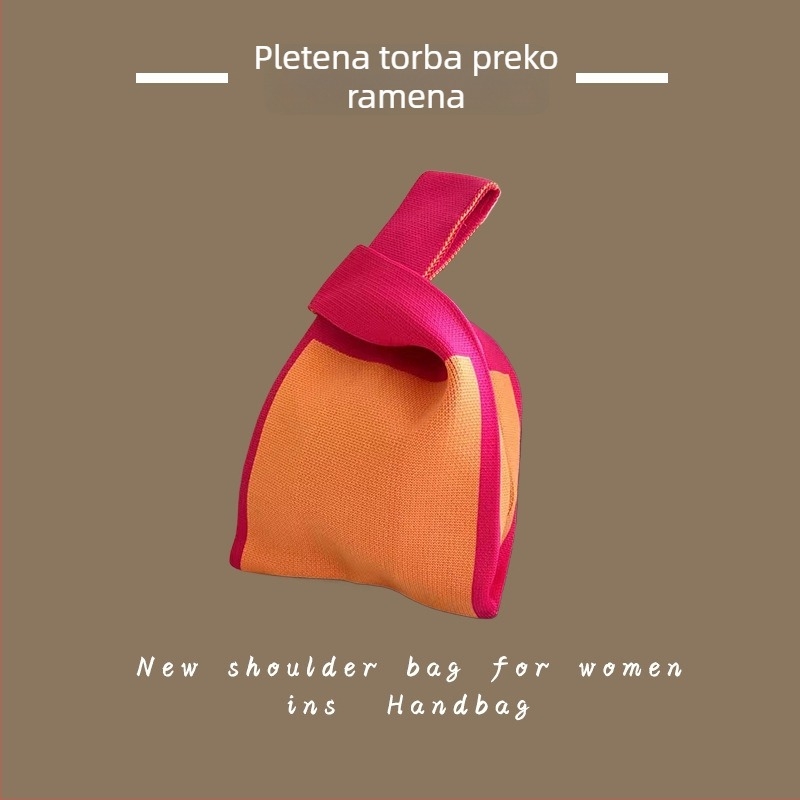 Ženska pletena torba Tote - poliester tkanina, torba za ruku i na zglob