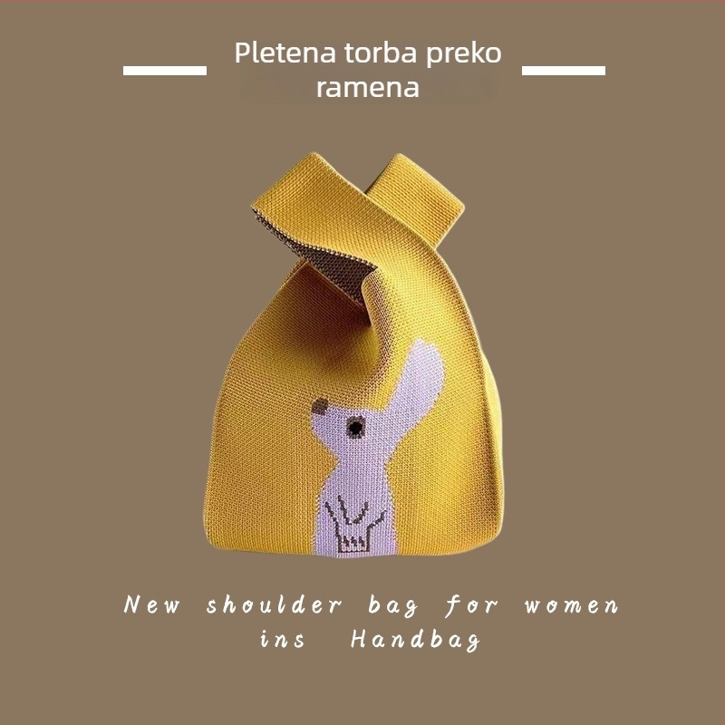 Ženska pletena torba Tote - poliester tkanina, torba za ruku i na zglob