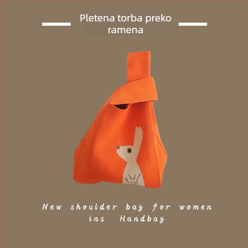 Ženska pletena torba Tote - poliester tkanina, torba za ruku i na zglob