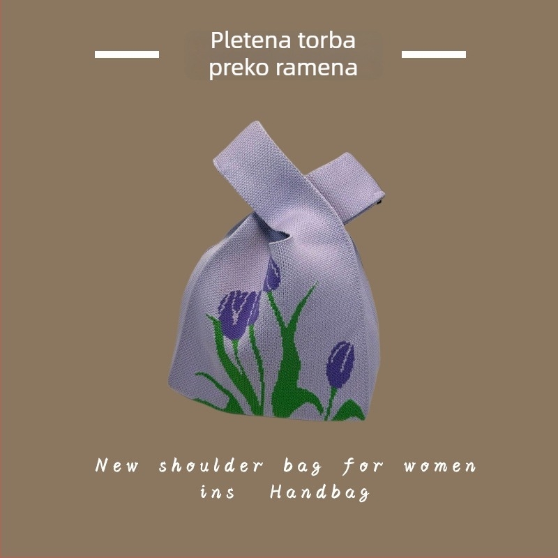 Ženska pletena torba Tote - poliester tkanina, torba za ruku i na zglob