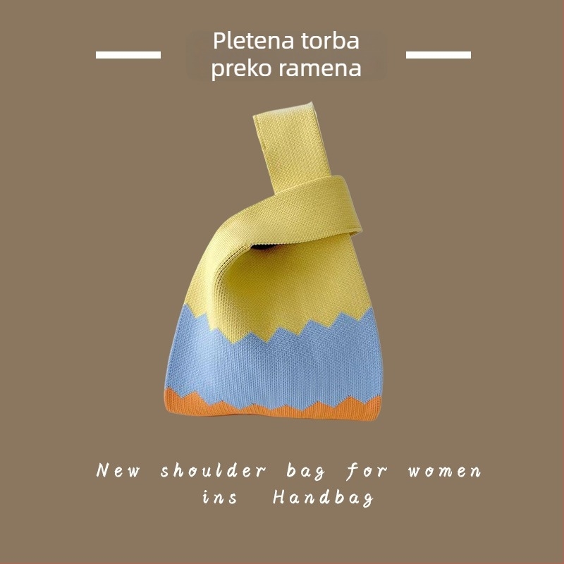 Ženska pletena torba Tote - poliester tkanina, torba za ruku i na zglob