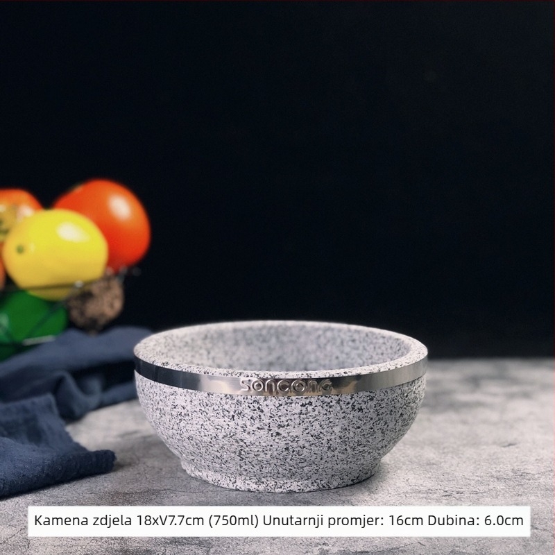 Prirodni kameni lonac i kamen zdjela za korejsku kuhinju, autentična korejska kamena zdjela, otporna na visoke temperature