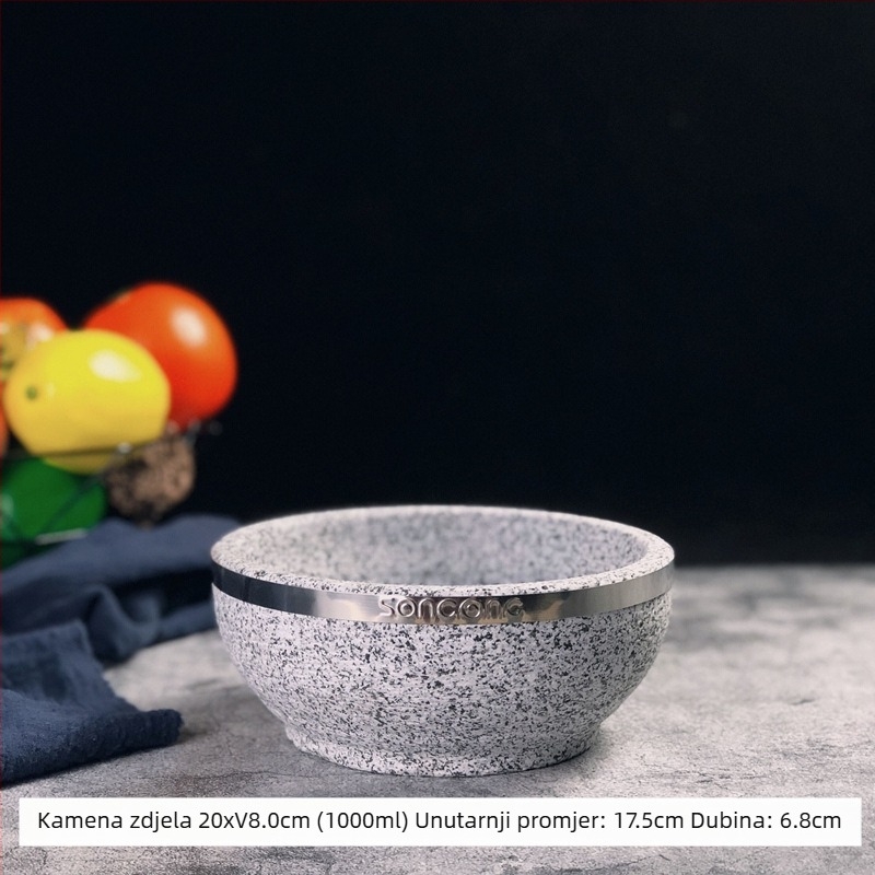 Prirodni kameni lonac i kamen zdjela za korejsku kuhinju, autentična korejska kamena zdjela, otporna na visoke temperature