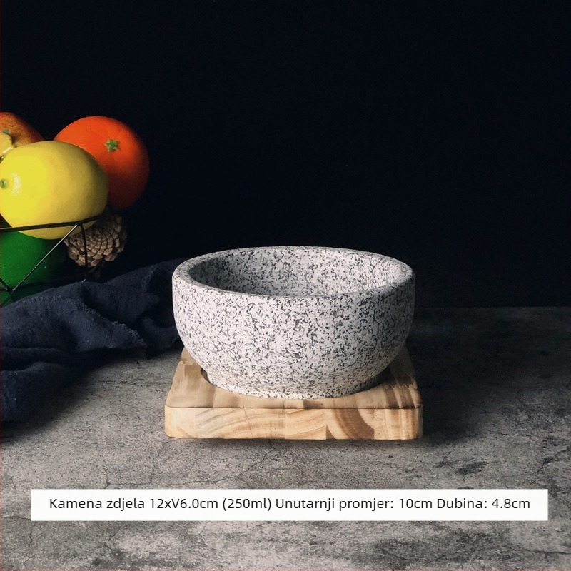 Prirodni kameni lonac i kamen zdjela za korejsku kuhinju, autentična korejska kamena zdjela, otporna na visoke temperature