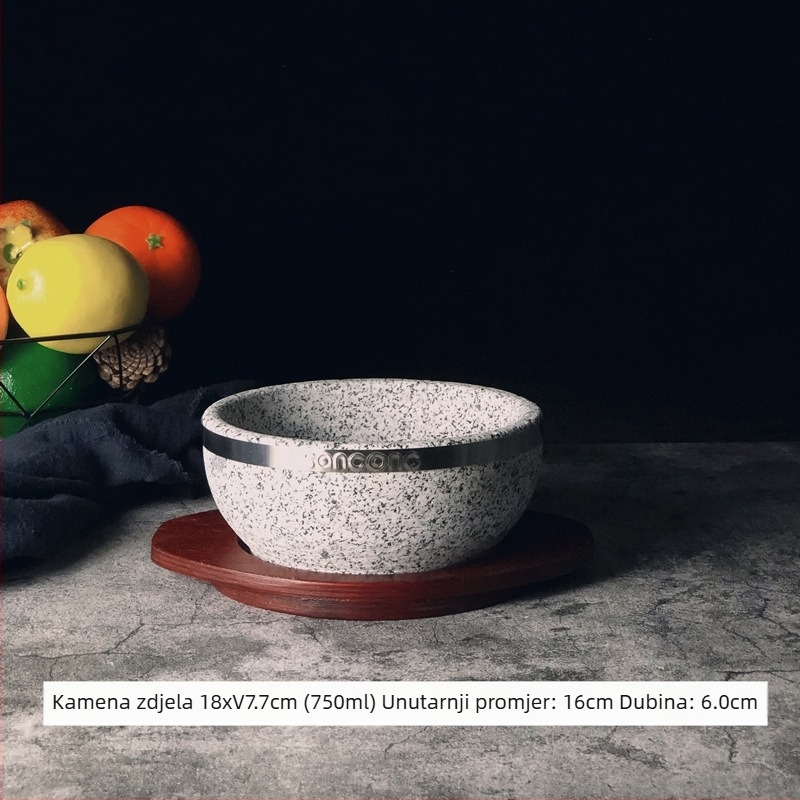 Prirodni kameni lonac i kamen zdjela za korejsku kuhinju, autentična korejska kamena zdjela, otporna na visoke temperature