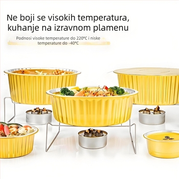 Kružna posuda za pečenje od aluminijske folije, 280×83 mm, zapremina 4000 ml, otporna na visoke temperature, neprijanjajuća