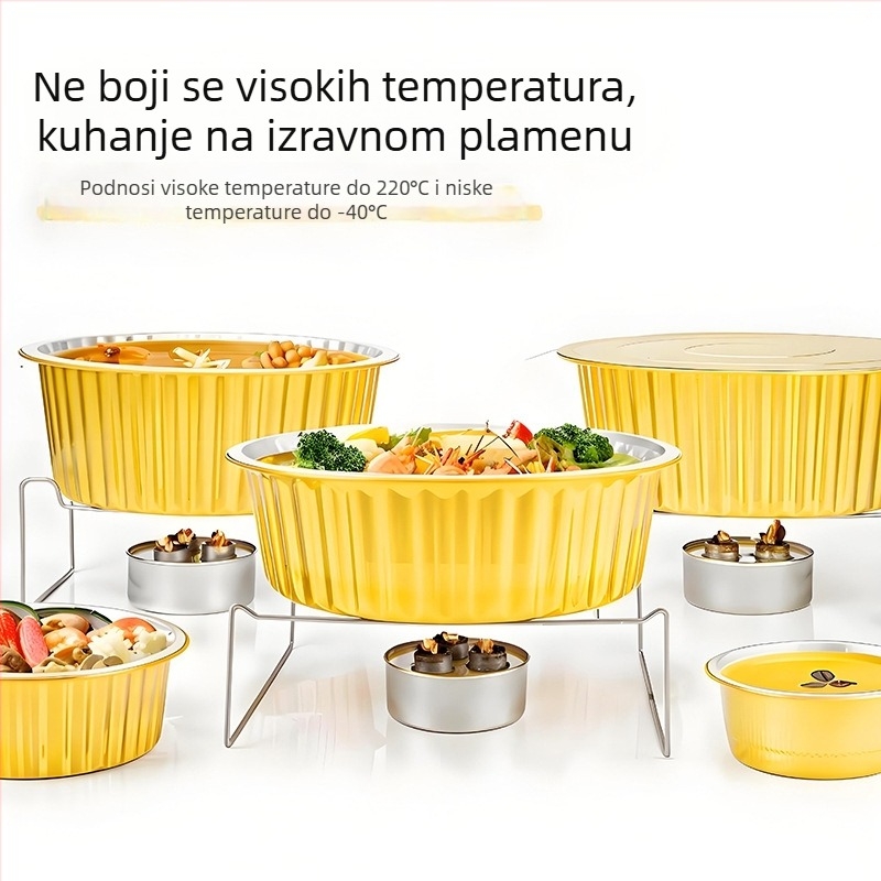 Kružna posuda za pečenje od aluminijske folije, 280×83 mm, zapremina 4000 ml, otporna na visoke temperature, neprijanjajuća