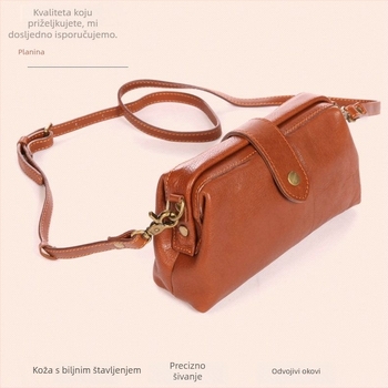 2025 Ženska torbica od prave kože, torbica s klipsom i okviru, kutija torba od biljne obrade kože, mini crossbody sa zlatnim hardverom, svestrana