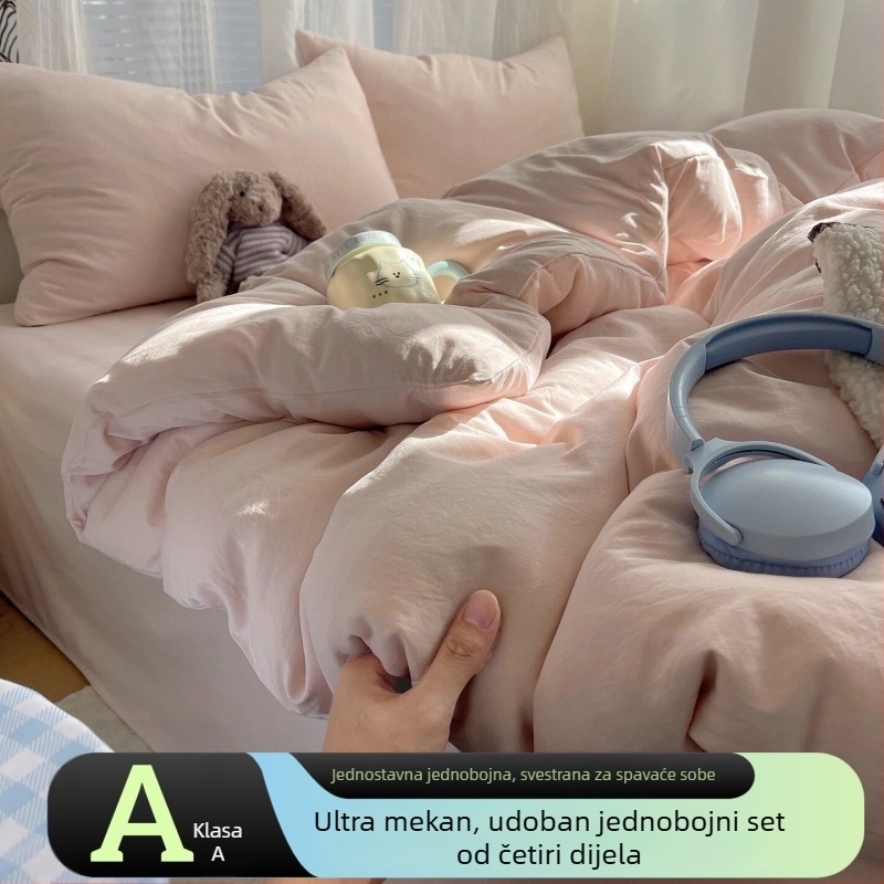 Posteljina od 100% pamuka, četiri dijela, model 2026, za studentski jednodokrevetni krevet.