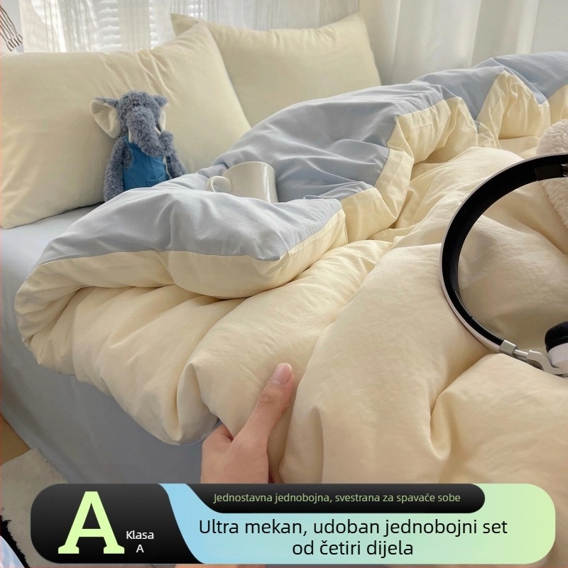 Posteljina od 100% pamuka, četiri dijela, model 2026, za studentski jednodokrevetni krevet.