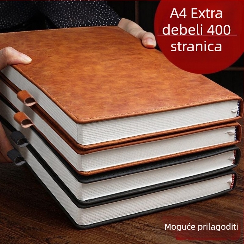 A4 velika bilježnica za poslovnu i uredsku upotrebu, meko kožno kućište, dodatno debela, prilagodljiva