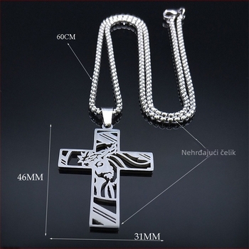 Unisex lanac s križem od nehrđajućeg čelika, 18K zlatni premaz, kutijasti lanac, duljina 51–60 cm