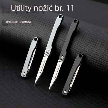 No. 11 aluminijska legura – višenamjenski nož za rezanje papira, mini sklopivi nož, zamjenjiva oštrica, prenosni privjesak za ključeve, nož za otvaranje paketa