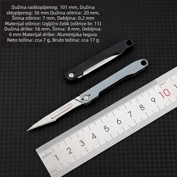 No. 11 aluminijska legura – višenamjenski nož za rezanje papira, mini sklopivi nož, zamjenjiva oštrica, prenosni privjesak za ključeve, nož za otvaranje paketa