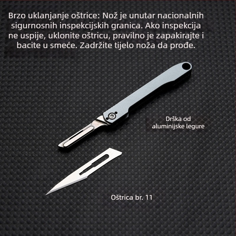 No. 11 aluminijska legura – višenamjenski nož za rezanje papira, mini sklopivi nož, zamjenjiva oštrica, prenosni privjesak za ključeve, nož za otvaranje paketa