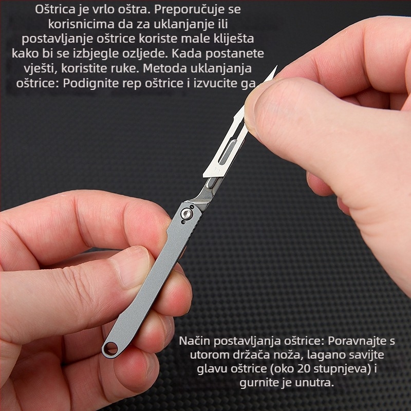 No. 11 aluminijska legura – višenamjenski nož za rezanje papira, mini sklopivi nož, zamjenjiva oštrica, prenosni privjesak za ključeve, nož za otvaranje paketa