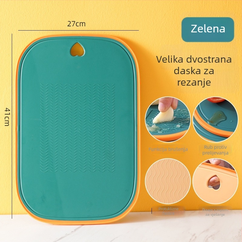 Plastična daska za rezanje u kuhinji, antibakterijska, protiv plijesni, debela, dvostrana, za povrće i voće.