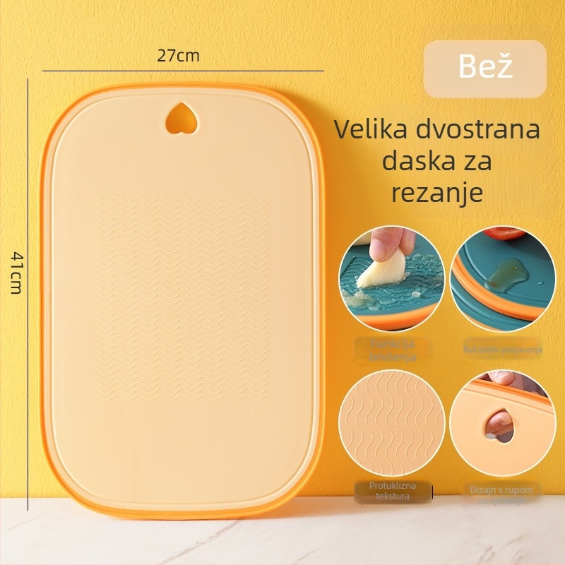 Plastična daska za rezanje u kuhinji, antibakterijska, protiv plijesni, debela, dvostrana, za povrće i voće.