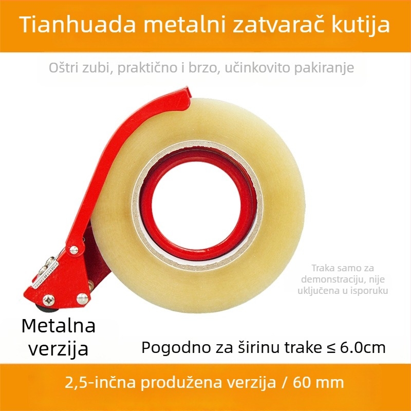 Velika kutijska zatvarač s metalnim rezačem trake, 3 inča, za pakiranje (traka širine 2–3 inča)