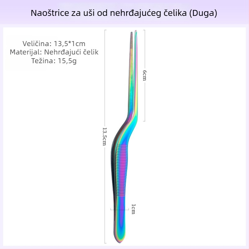 Profesionalni set za čišćenje uha: pincete od nehrđajućeg čelika, klipse za uho i žlica za uho s zakrivljenim zubom krokodila, za djecu i odrasle
