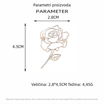 Nova broš s korejskim stilom, prozirna grančica ruže, elegantna i minimalistička, dodatak za sako