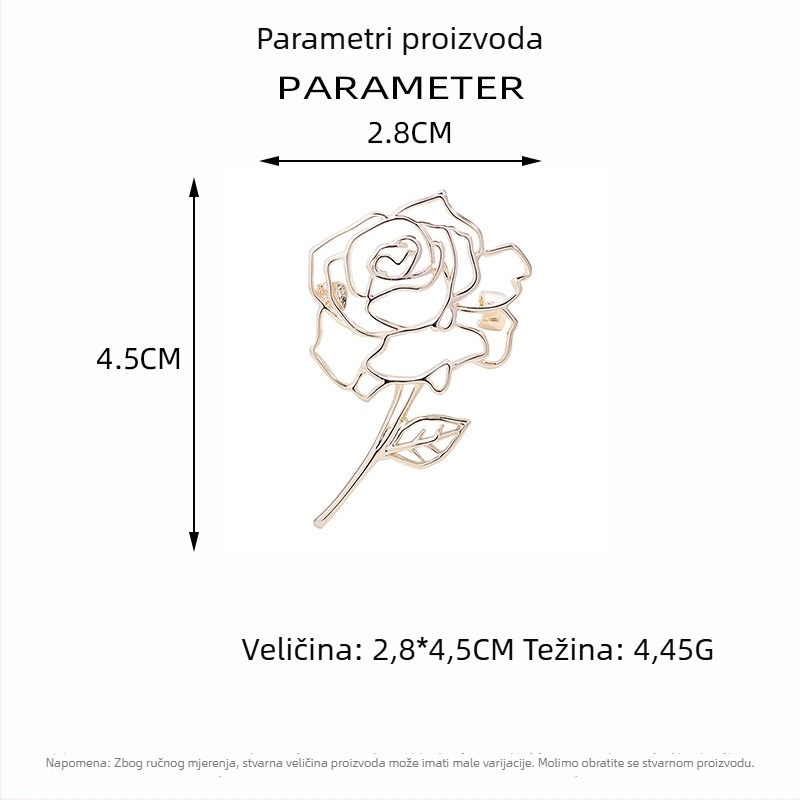 Nova broš s korejskim stilom, prozirna grančica ruže, elegantna i minimalistička, dodatak za sako
