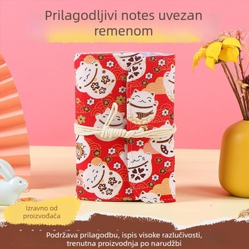 Vintidž текстилни bilježnica s labavim listovima, format A6, s remenom; dnevnik sa sretnom mačkom; knjiga štednje; knjiga putnih pečata; bilježnica