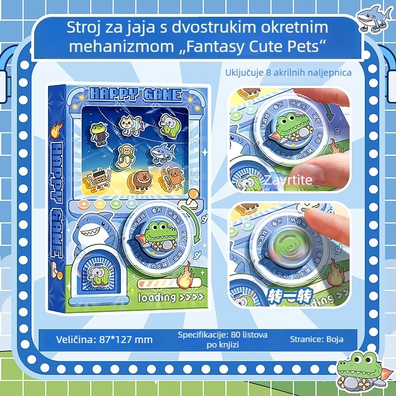 Kaba Bear Džepni bilježnica s dvostrukim okretajnim mehanizmom, dječji crtani motiv, šarene stranice