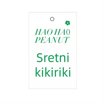 Čestitka s cvijećem i zelenim biljkama, dvostrane etikete za vješanje i priložena užad za vješanje