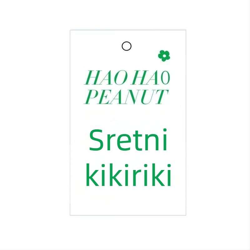 Čestitka s cvijećem i zelenim biljkama, dvostrane etikete za vješanje i priložena užad za vješanje