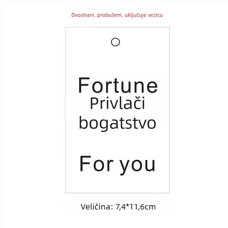 Čestitka s cvijećem i zelenim biljkama, dvostrane etikete za vješanje i priložena užad za vješanje