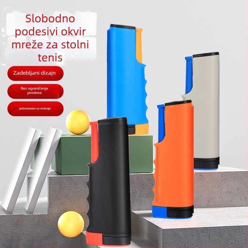 Prijenosni set za stolni tenis sa mrežom i reketima, pogodan za unutarnju i vanjsku upotrebu