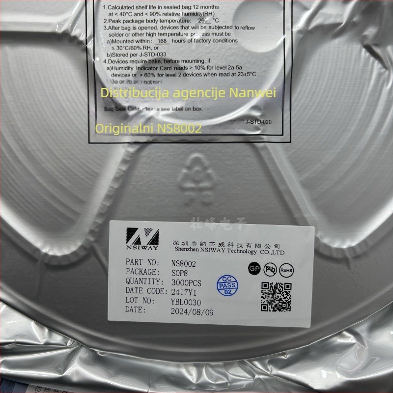 NS8002 Mono AB audio pojačalo IC, SOP-8 pakiranje