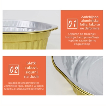 Jednokratna posuda od aluminijske folije za kampiranje, vanjska upotreba, kapacitet 2,1–4 L, bez električne energije.