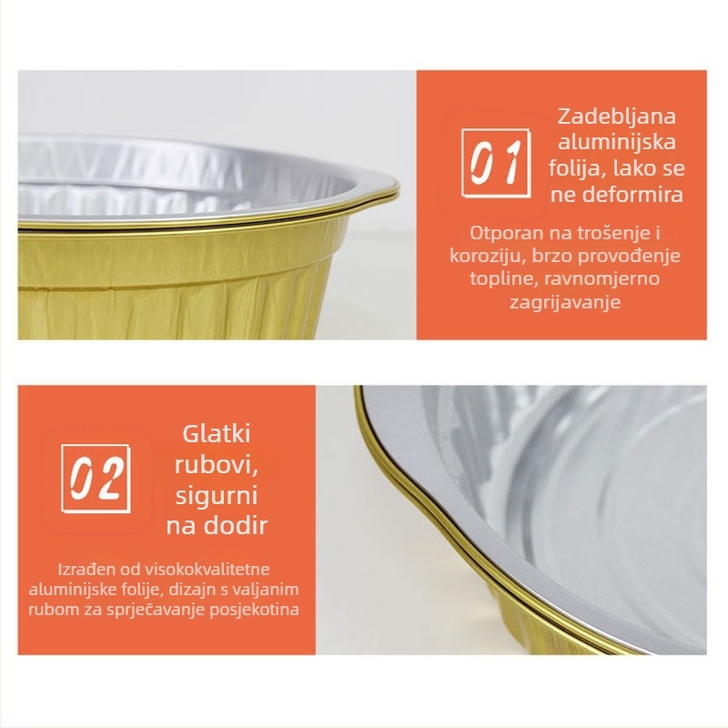 Jednokratna posuda od aluminijske folije za kampiranje, vanjska upotreba, kapacitet 2,1–4 L, bez električne energije.