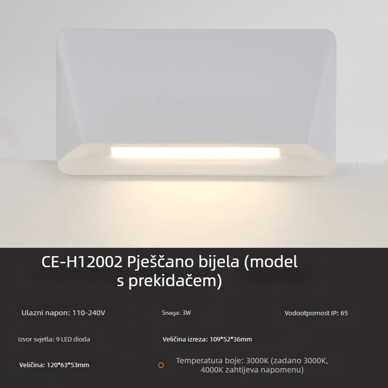3W aluminijsko vodootporna ugradna LED podna rasvjeta za korake i hodnik s senzorom pokreta