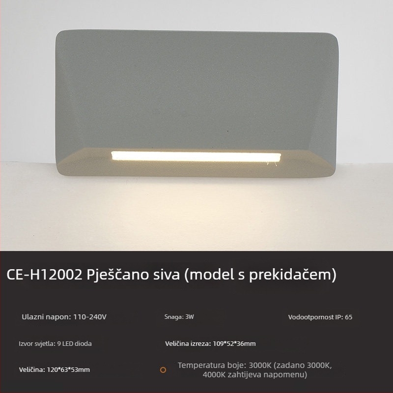 3W aluminijsko vodootporna ugradna LED podna rasvjeta za korake i hodnik s senzorom pokreta