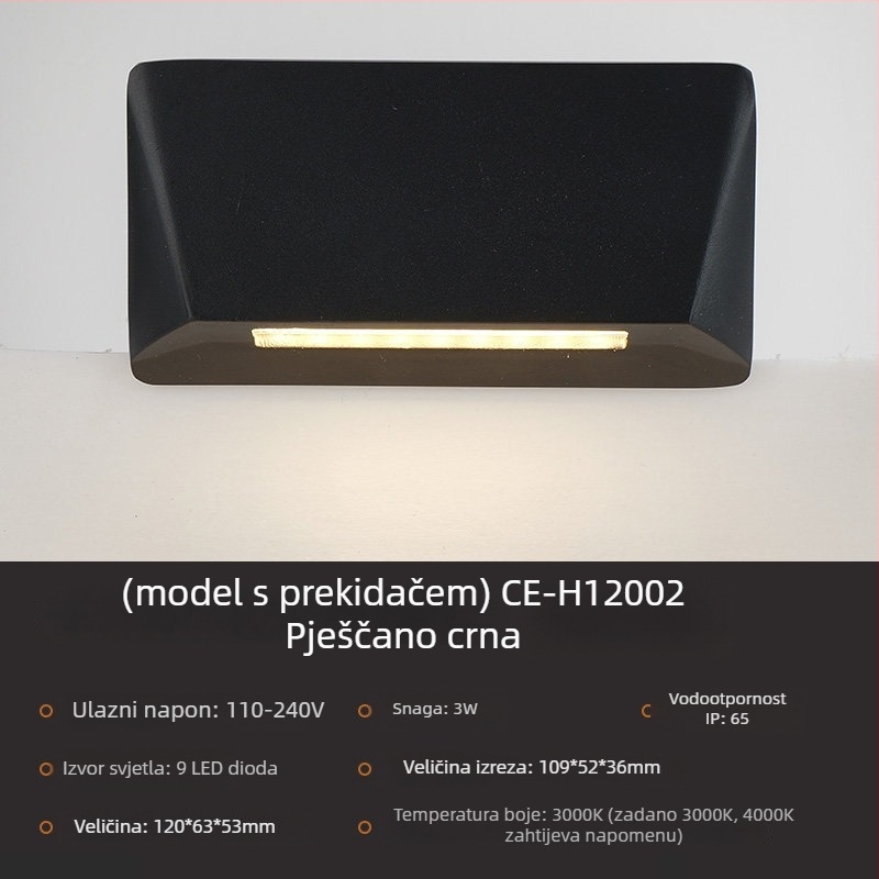 3W aluminijsko vodootporna ugradna LED podna rasvjeta za korake i hodnik s senzorom pokreta