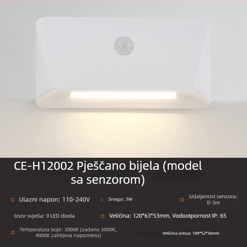 3W aluminijsko vodootporna ugradna LED podna rasvjeta za korake i hodnik s senzorom pokreta