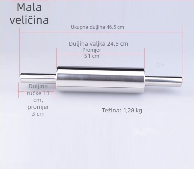 Nehrđajući čelični valjak za tijesto