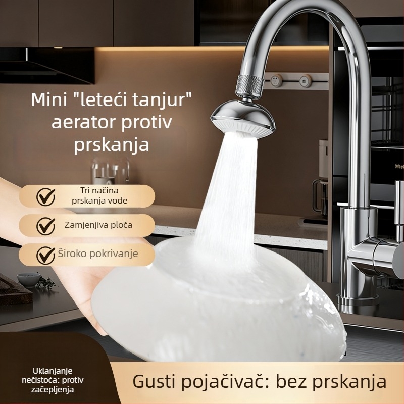 Kuhinjski aerator za slavinu, produžni nastavak protiv prskanja, jači protok vode s gustim rotirajućim tokom