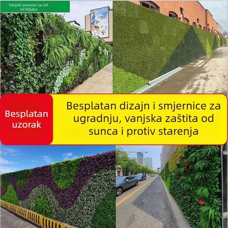 Umjetna zelena stijena s travnatom dekoracijom za vanjske prostore, pogodna za ograde gradilišta
