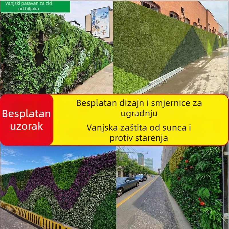 Umjetna zelena stijena s travnatom dekoracijom za vanjske prostore, pogodna za ograde gradilišta